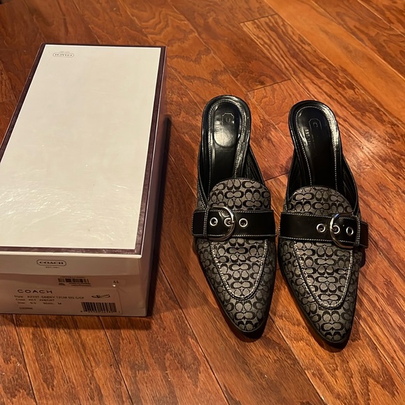 Coach monogram black and white mules sz 9.5 - Picture 1 of 6